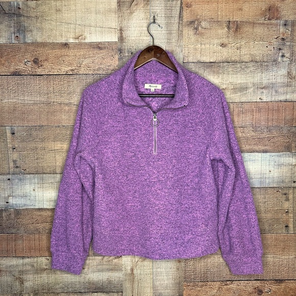 Madewell Fleece Half-Zip Popover Top Small - Picture 6 of 8